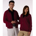 V-Neck Unisex Cardigan Cotton Fine Gauge Sweater